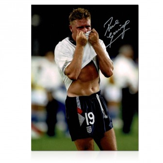 Paul Gascoigne Signed England Football Photo: Gazza's Tears