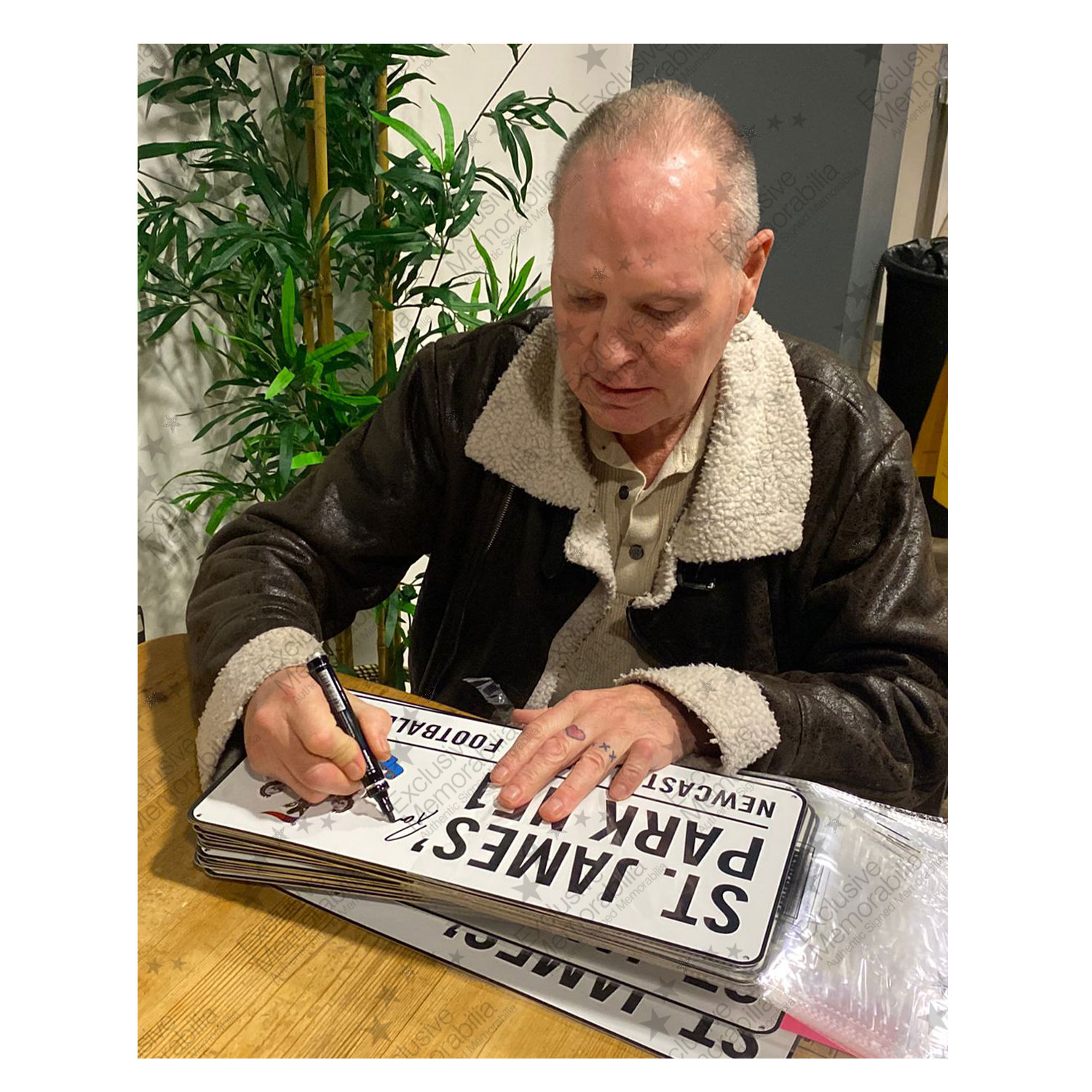 Paul Gascoigne Signed Newcastle United Street Sign. Damaged D