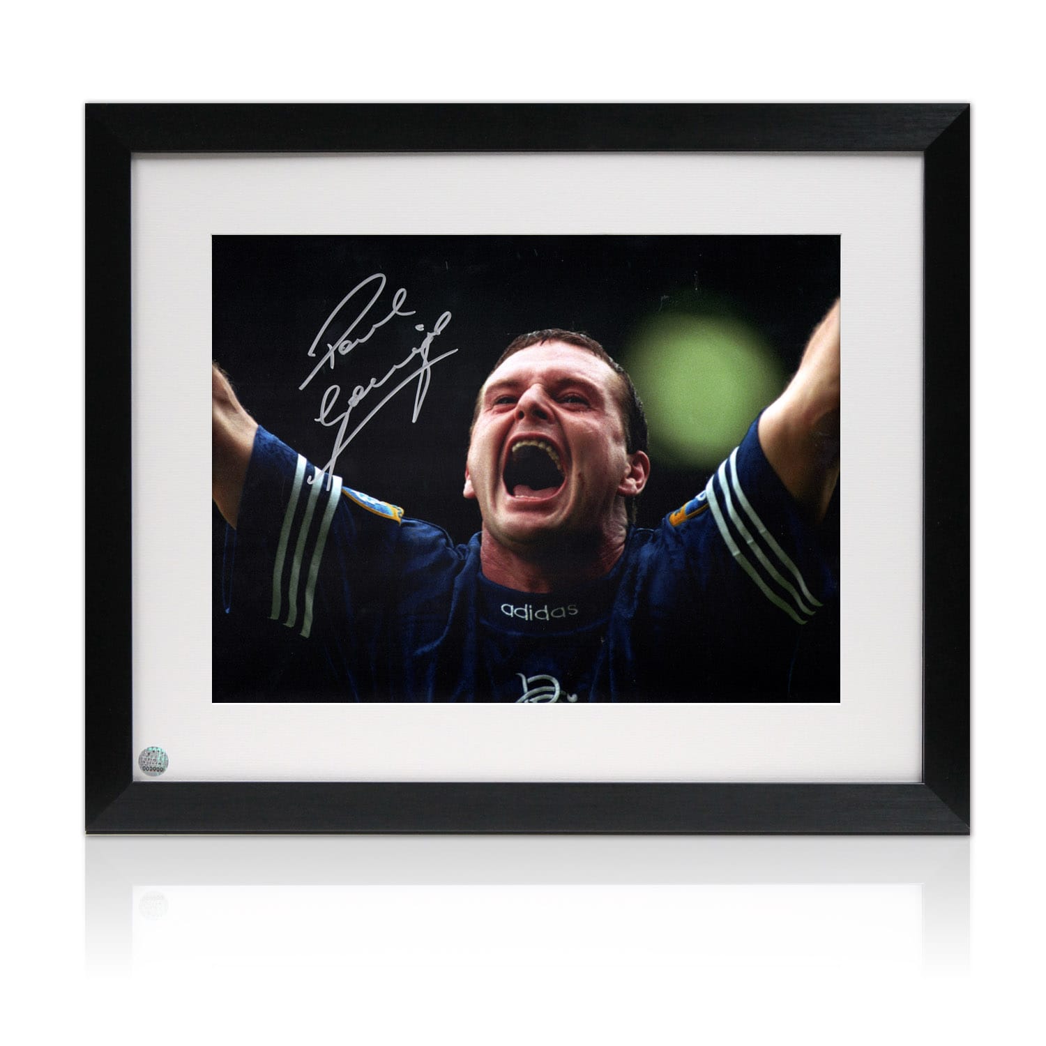 Paul Gascoigne Signed Rangers Football Photo. Framed