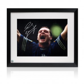 Paul Gascoigne Signed Rangers Football Photo. Framed