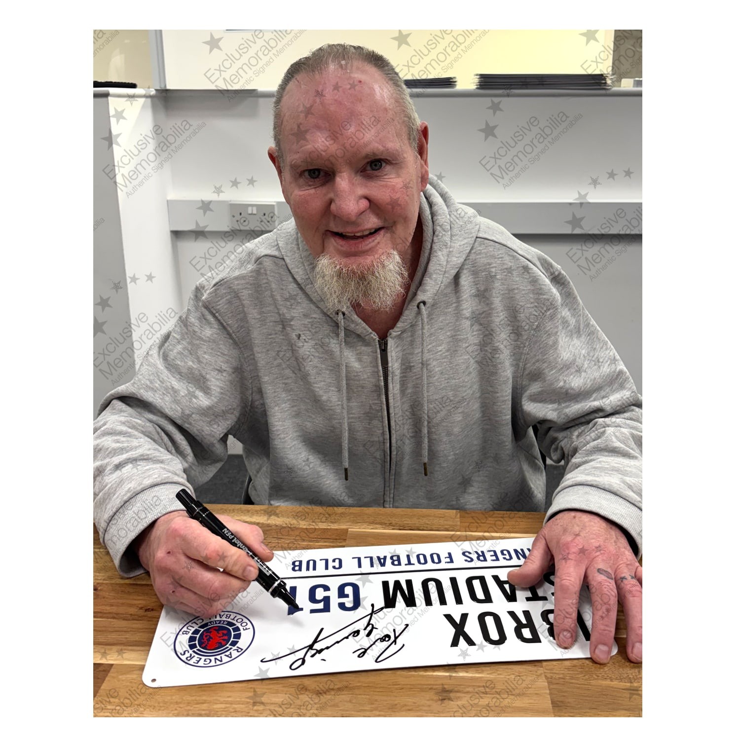 Paul Gascoigne Signed Rangers Street Sign. Framed