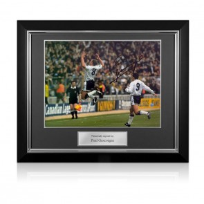 Paul Gascoigne Signed Tottenham Hotspur Photo: Semi-Final Goal Celebration. Deluxe Frame