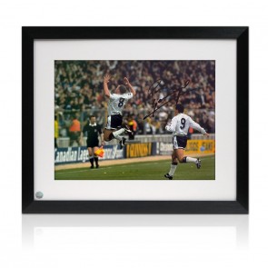 Paul Gascoigne Signed Tottenham Hotspur Photo: Semi-Final Goal Celebration. Framed