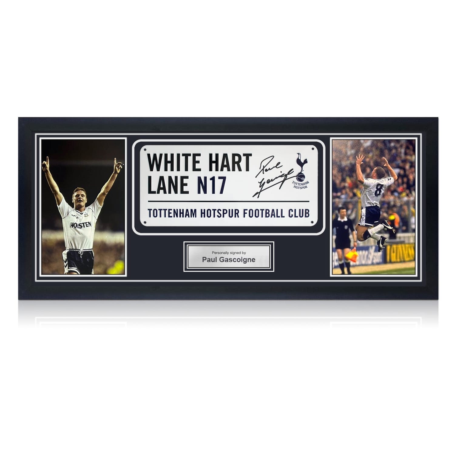 Paul Gascoigne Signed Tottenham Hotspur Street Sign. Framed