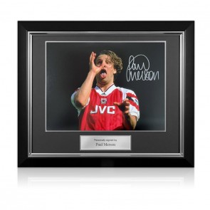 Paul Merson Signed Arsenal Football Photo: Celebration. Deluxe Frame