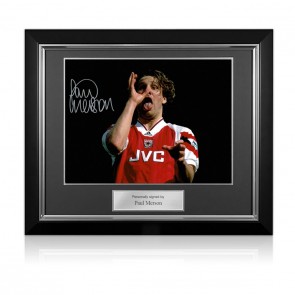 Paul Merson Signed Arsenal Photo: Celebration. Deluxe Frame