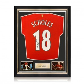 Paul Scholes Signed Manchester United 2021-22 Football Shirt. Superior Frame