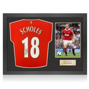Paul Scholes Signed Manchester United 2021-22 Football Shirt. Icon Frame