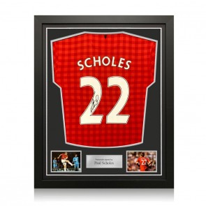 Paul Scholes Signed Manchester United 2012-13 Football Shirt. Standard Frame