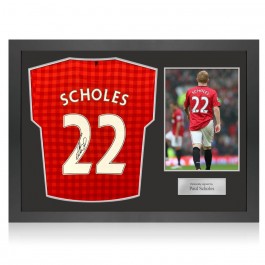 Paul Scholes Signed Manchester United 2012-13 Football Shirt. Icon Frame
