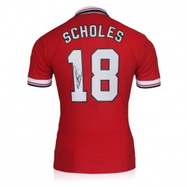 Paul Scholes Signed Manchester United 1999 League Football Shirt (Retro Printing)