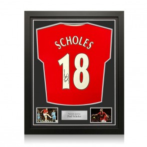 Paul Scholes Signed Manchester United 2022-23 Football Shirt. Standard Frame