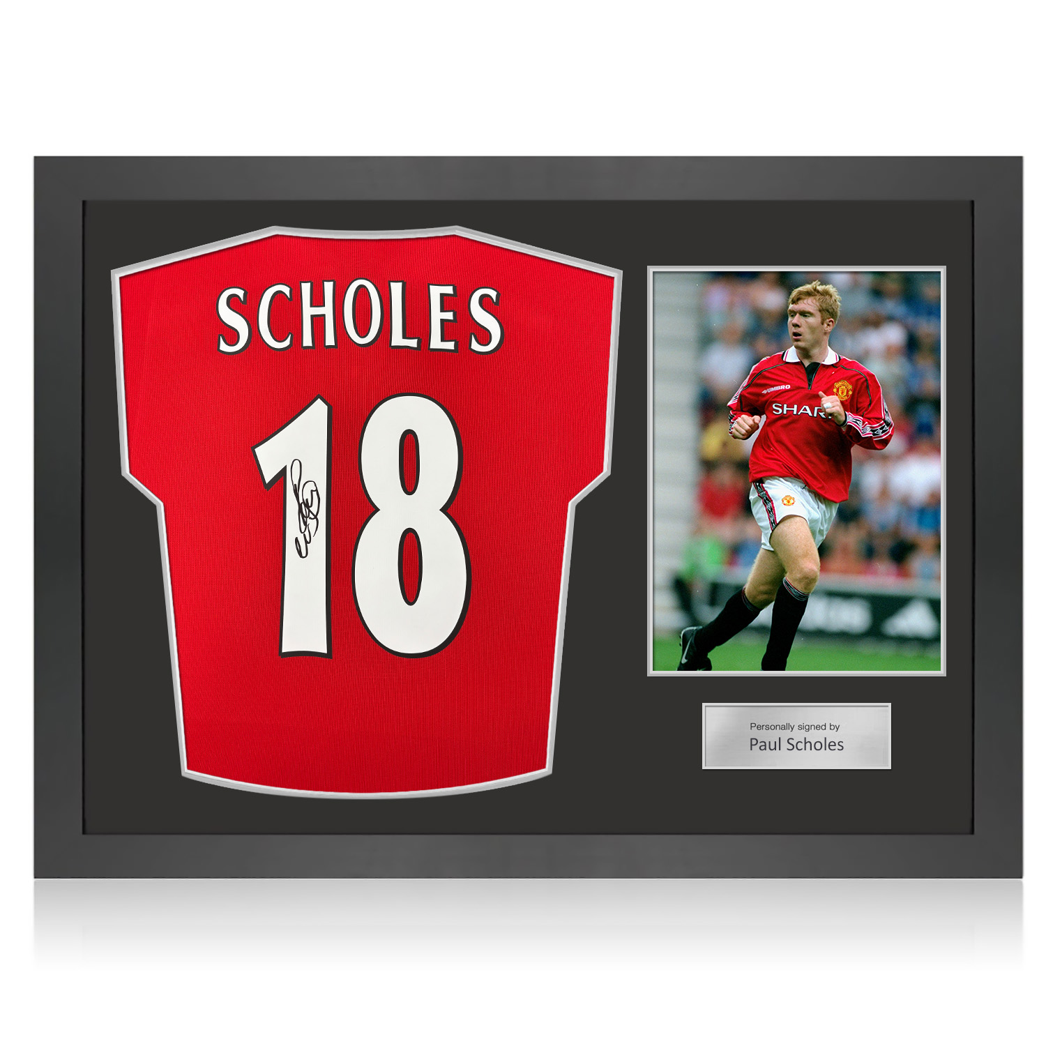 Paul Scholes Signed Manchester United 1998-00 Football Shirt. Icon Frame