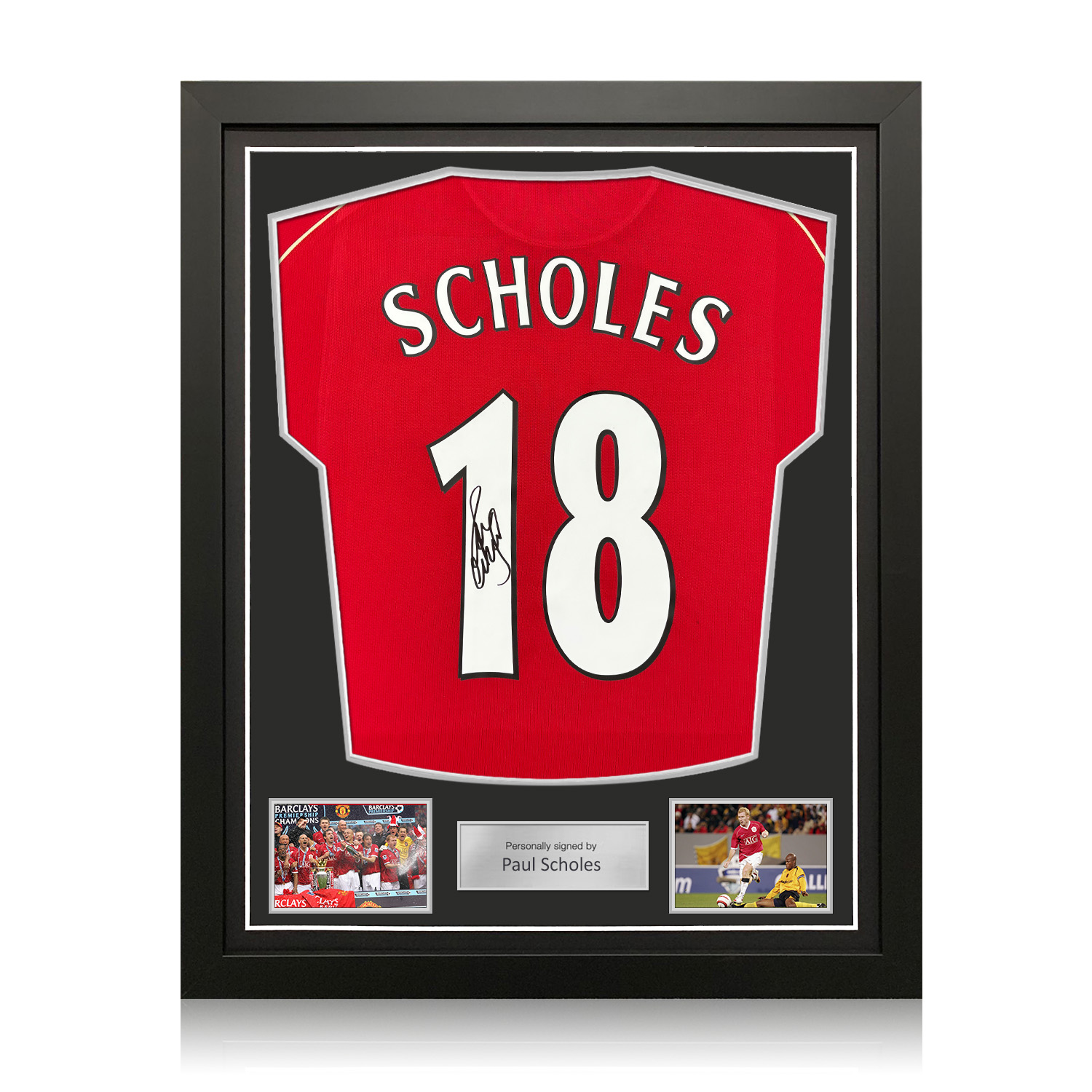 Paul Scholes Signed Original Manchester United 2006-07 Football Shirt. Standard Frame