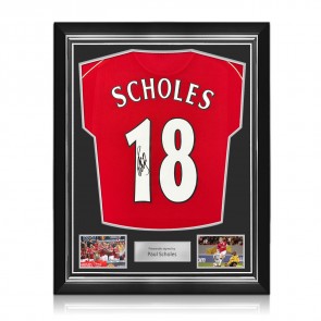 Paul Scholes Signed Original Manchester United 2006-07 Football Shirt. Superior Frame