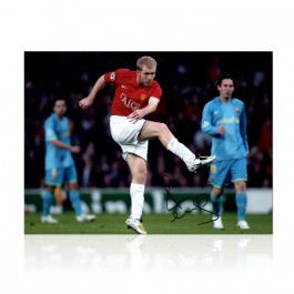 Paul Scholes Signed Manchester United Football Photo: Barcelona Volley