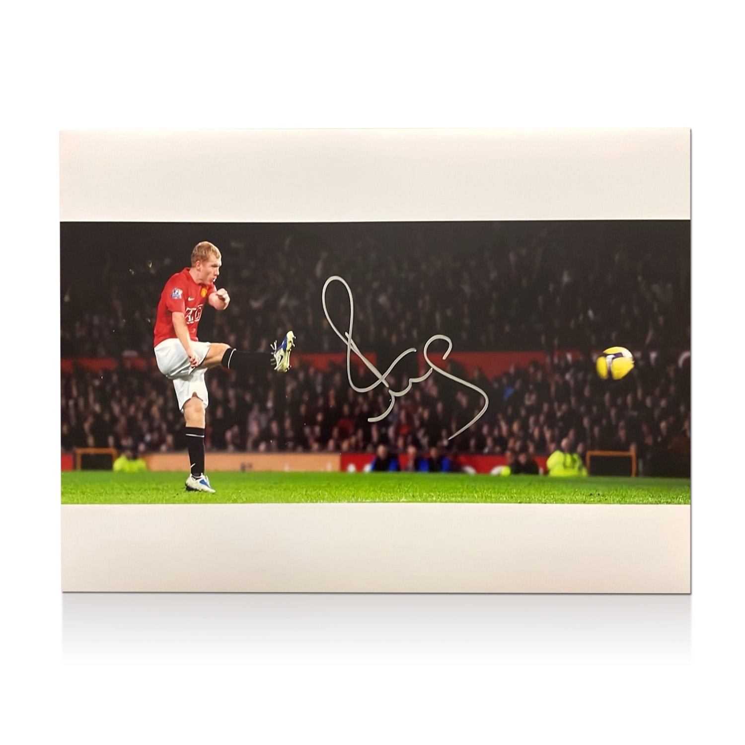 Paul Scholes Signed Manchester United Football Photo: Strike