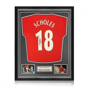 Paul Scholes Signed Manchester United Shirt. Superior Frame