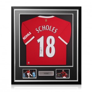 Paul Scholes Signed Manchester United 2021-22 Football Shirt. Deluxe Frame