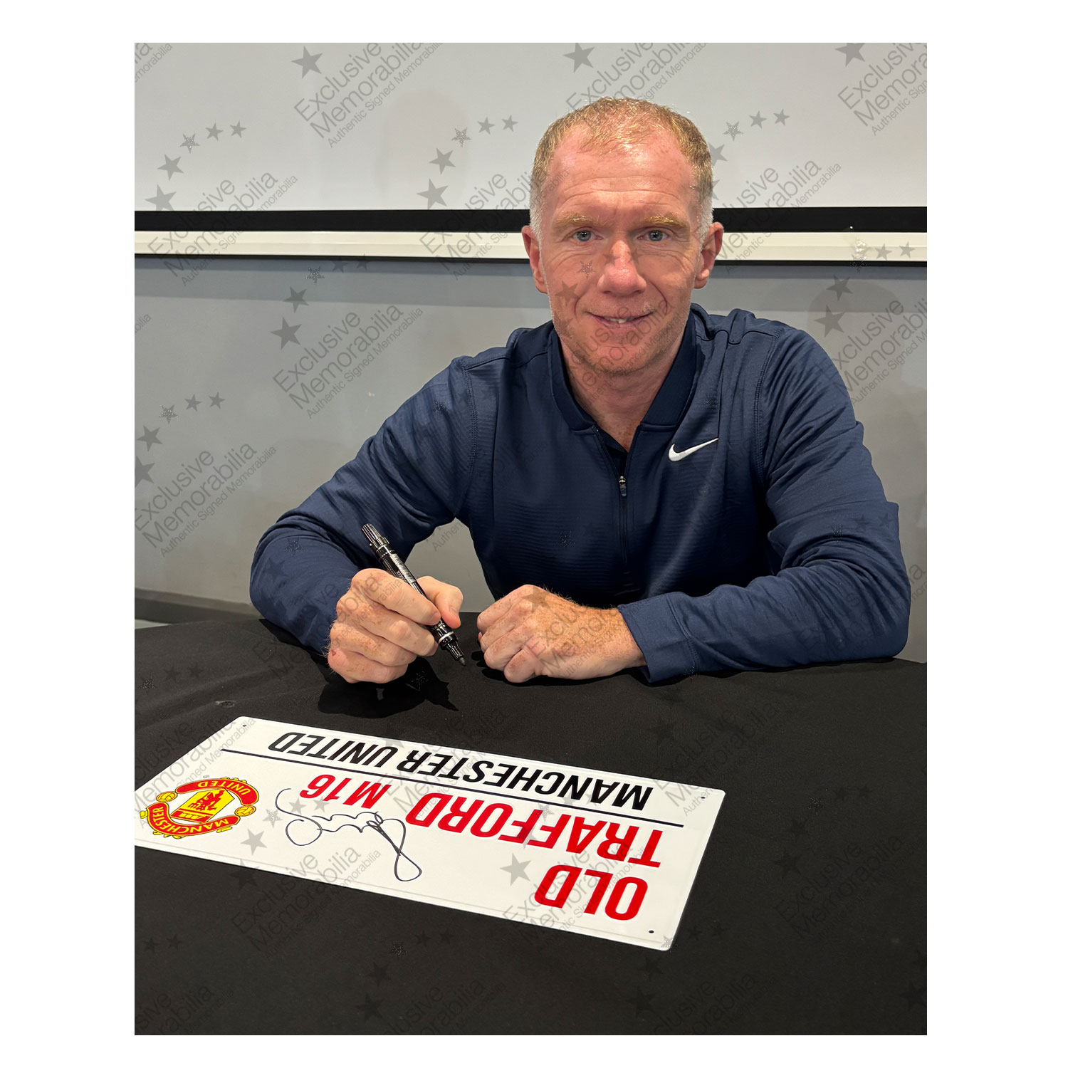 Paul Scholes Signed Manchester United Street Sign. Framed