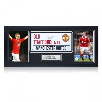 Paul Scholes Signed Manchester United Street Sign. Framed