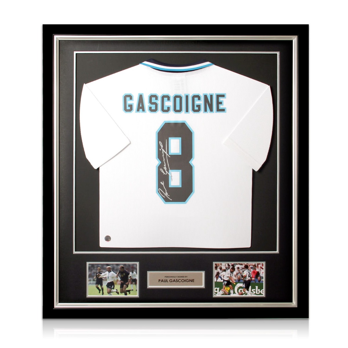 Allstarsignings Framed Paul Gazza Gascoigne dentists chair England signed 16x12 inch photo with COA and proof.