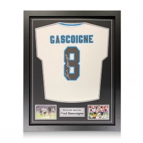 Paul Gascoigne Signed England Euro 1996 Football Shirt. Standard Frame