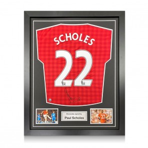 Paul Scholes Signed Manchester United Shirt 2012-13. Framed
