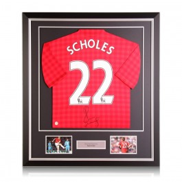 Paul Scholes Signed Manchester United Football Shirt. 2012-13. Deluxe Frame