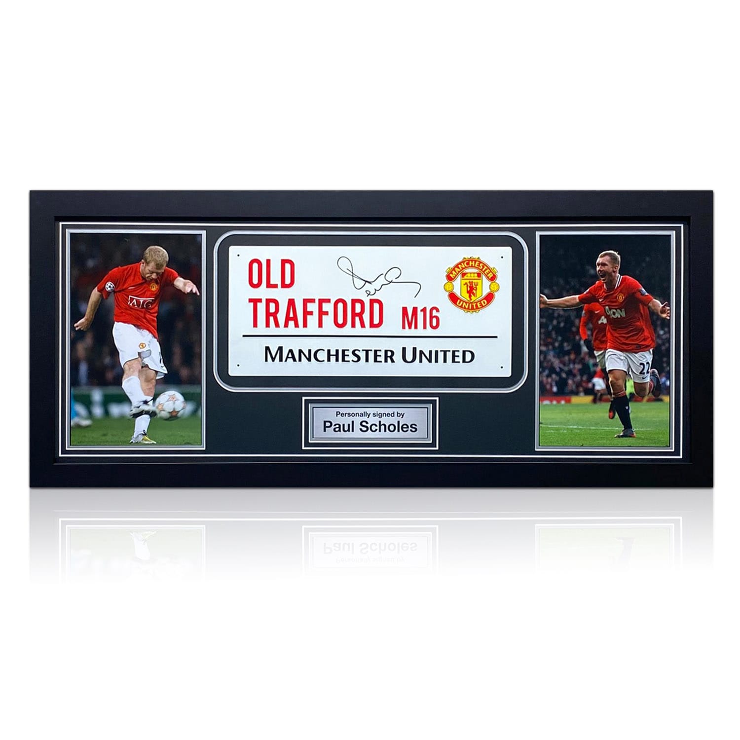Paul Scholes Signed Manchester United Street Sign. Framed