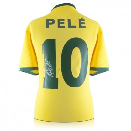 Pele Back Signed Brazil Shirt 