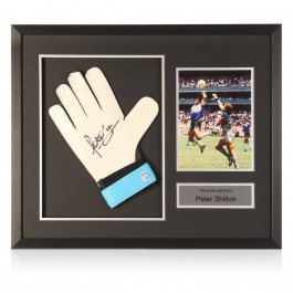 Peter Shilton Signed Glove Hand Of God Presentation. Framed