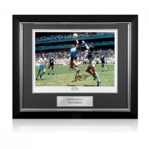Peter Shilton Signed England Photo: The Hand Of God. Deluxe Frame