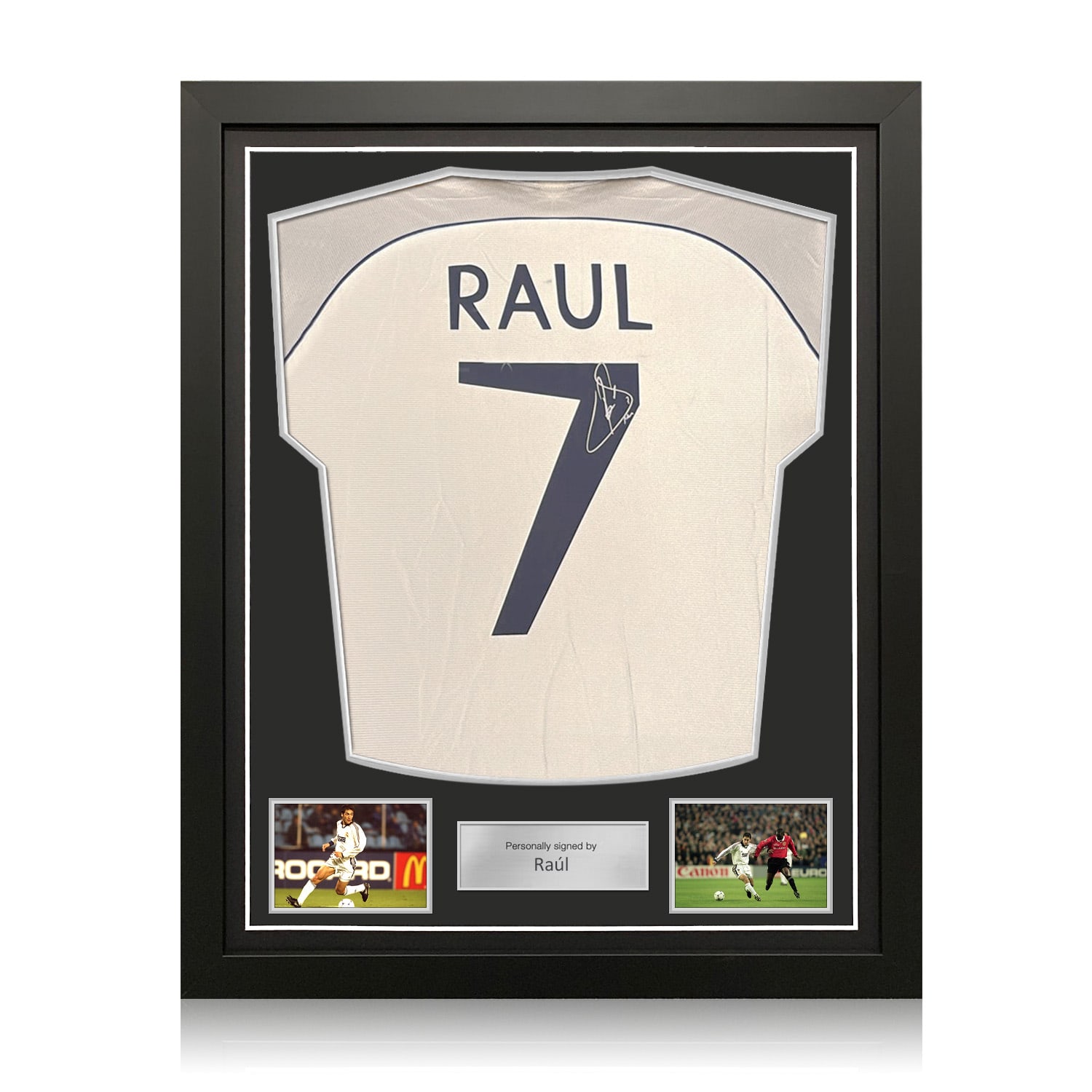 Raul Signed Original Real Madrid 1999-2000 Home Football Shirt. Standard Frame