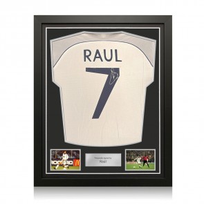 Raul Signed Original Real Madrid 1999-2000 Home Football Shirt. Standard Frame