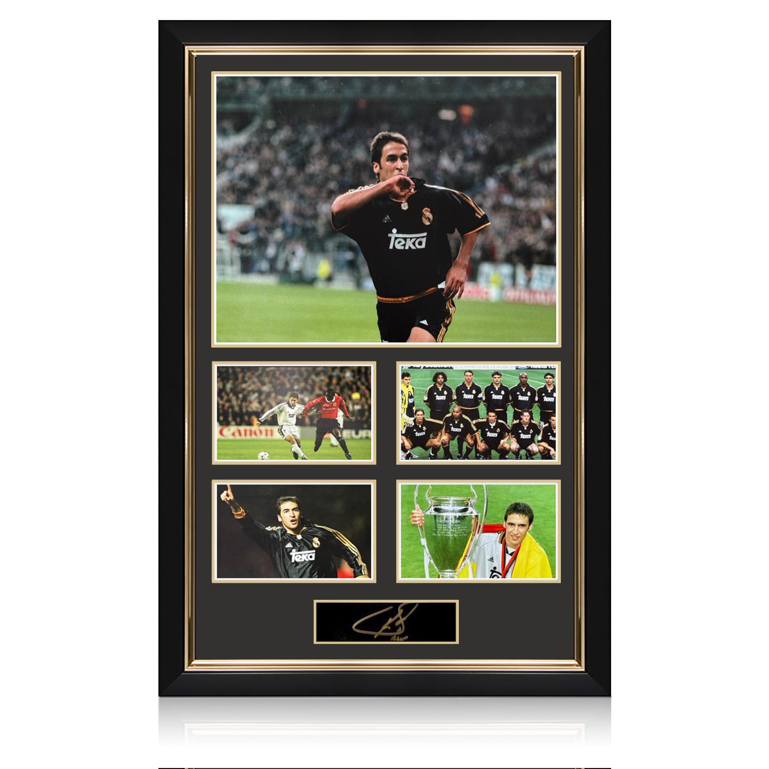 Raul Signed Plaque Photo Presentation: UCL Winner. Deluxe Frame