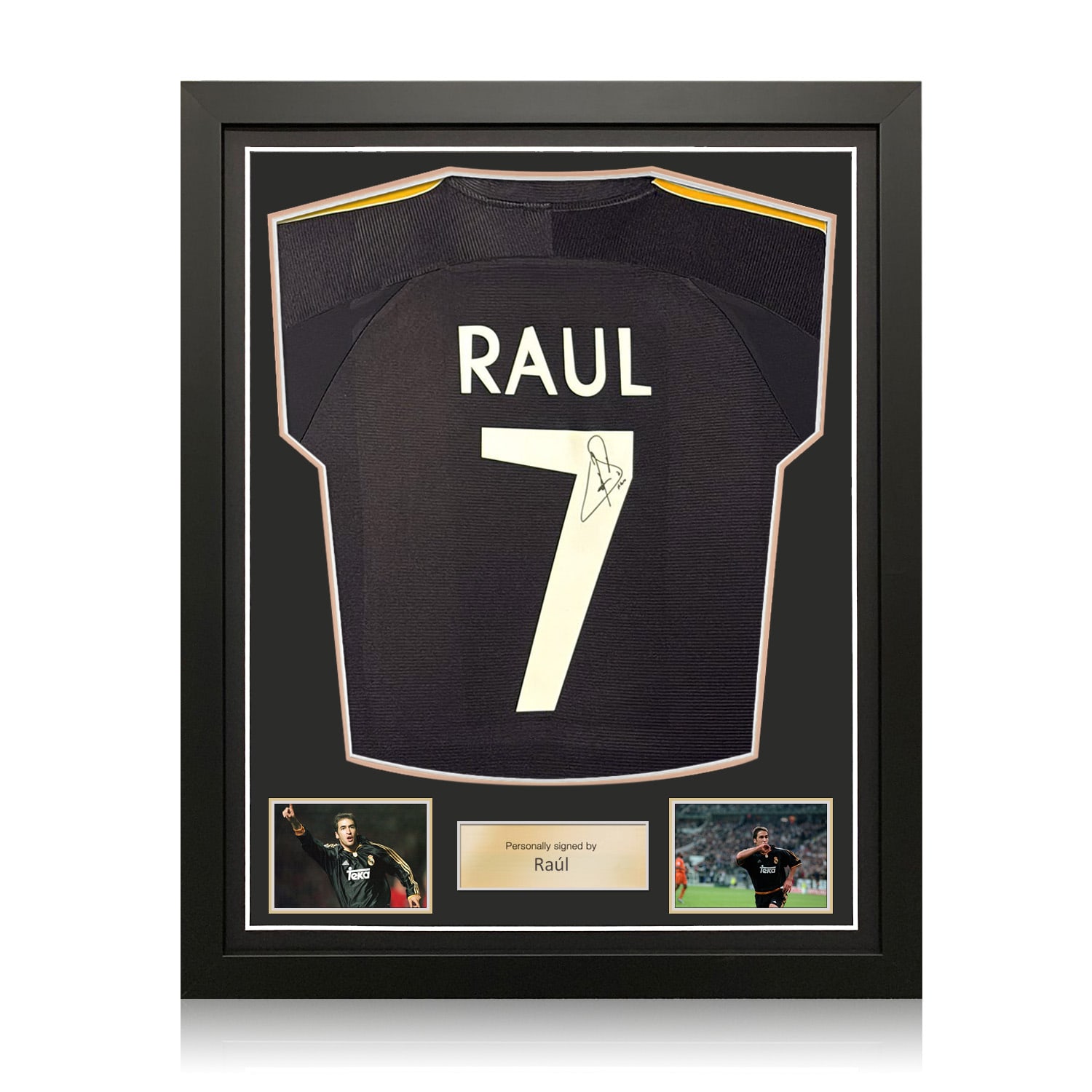 Raul Signed Real Madrid 1999-00 Away Football Shirt. Standard Frame