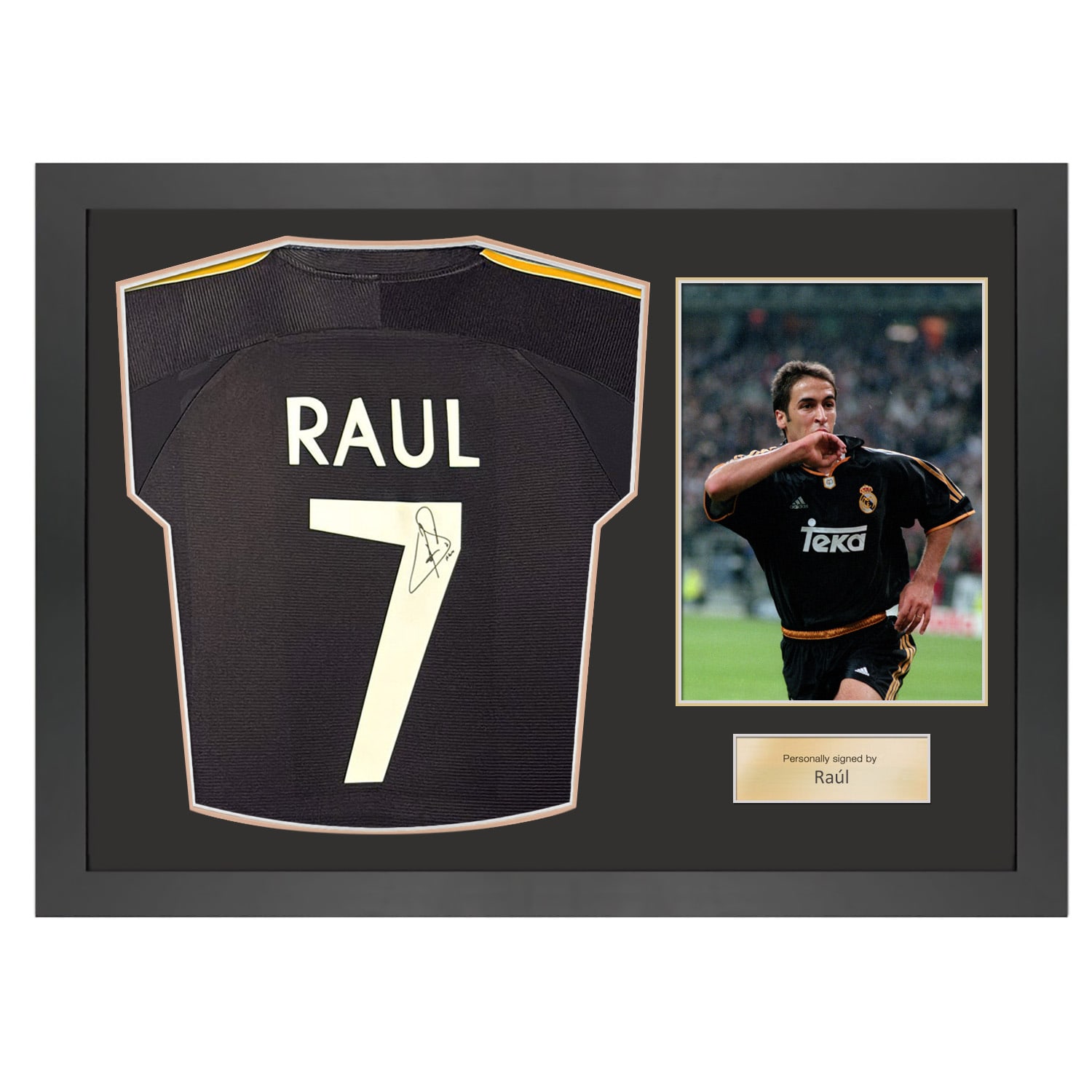 Raul Signed Real Madrid 1999-00 Away Football Shirt. Icon Frame