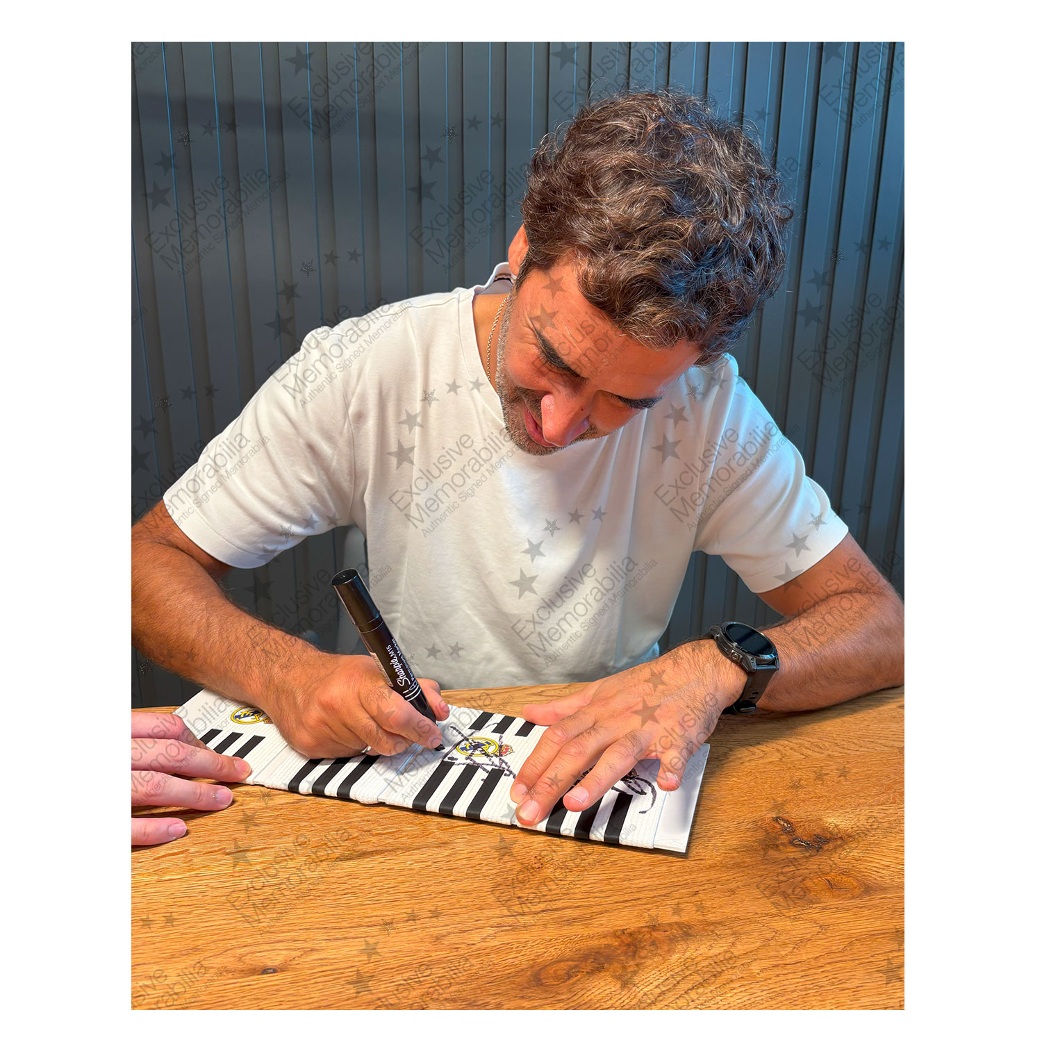 Raul Signed Real Madrid Captain's Armband. Framed