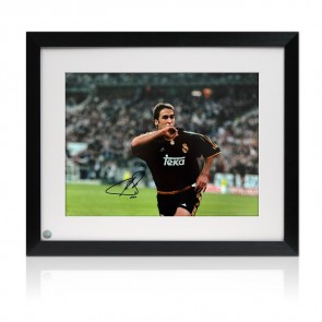 Raul Signed Real Madrid Football Photo. Framed