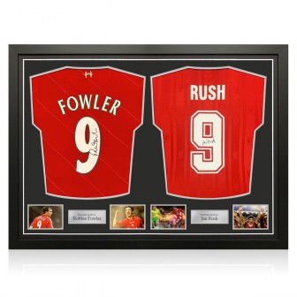 Robbie Fowler And Ian Rush Signed Liverpool Football Shirts. Dual Frame