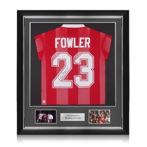 Robbie Fowler Signed Liverpool 1995-96 Football Shirt. Deluxe Frame