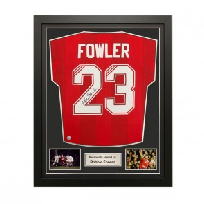 Robbie Fowler Signed Liverpool 1995-96 Football Shirt. Standard Frame