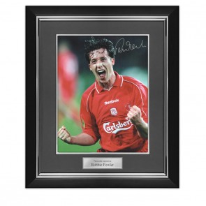 Robbie Fowler Signed Liverpool Football Photo: Cup Celebration. Deluxe frame