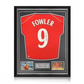 Robbie Fowler Signed Liverpool 2001 Shirt. Number 9. Superior Frame