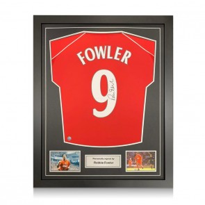 Robbie Fowler Signed Liverpool 2001 Shirt. Number 9. Standard Frame