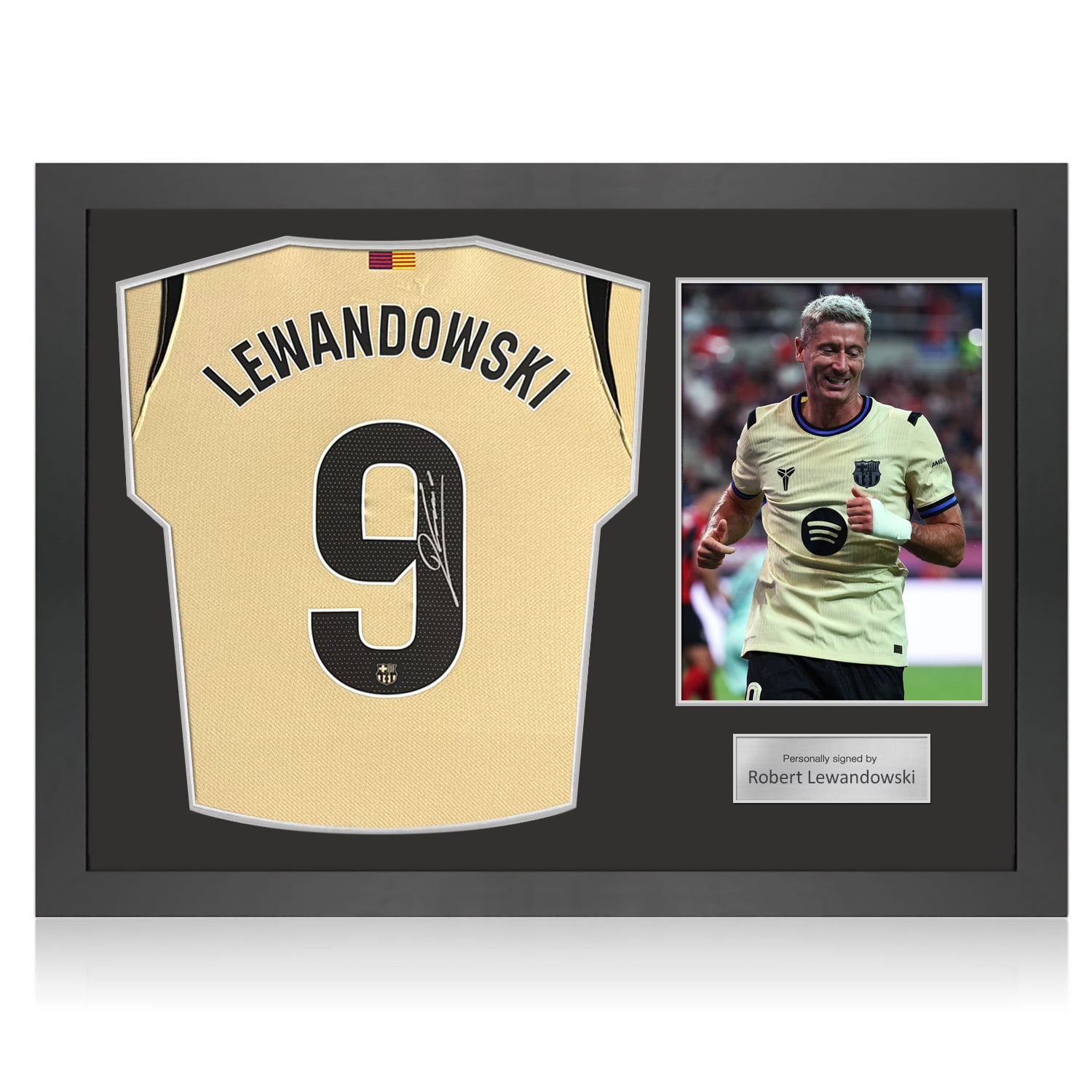 Robert Lewandowski Signed Barcelona 2025-26 Away Football Shirt. Icon Frame