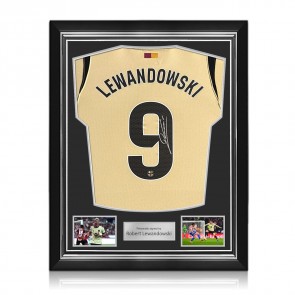 Robert Lewandowski Signed Barcelona 2025-26 Away Football Shirt. Superior Frame