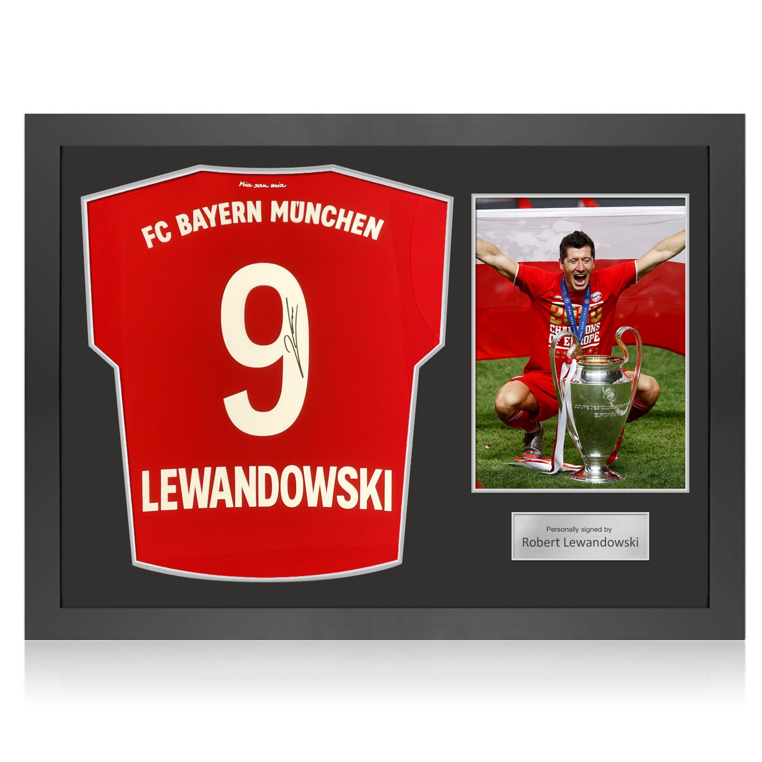 Robert Lewandowski Signed Bayern Munich 2019-20 Home Football Shirt. Icon Frame