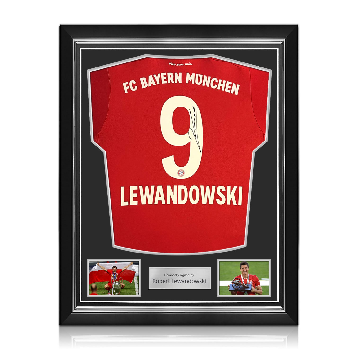 Robert Lewandowski Signed Original Bayern Munich 2019-20 Home Football Shirt. Superior Frame